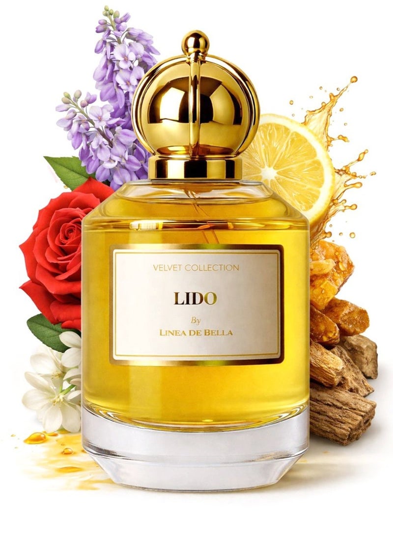 Linea De Bella Velvet Lido Eau de Parfum 100ml – Long Lasting Unisex Perfume with Lemon, Sea Water, Rose, Peony, Wisteria, Hibiscus, Musk, Amber & Cedar - Image 2
